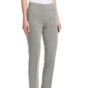 NWT Akris Punto Francoise Wool Straight Leg Pants Black Houndstooth 6